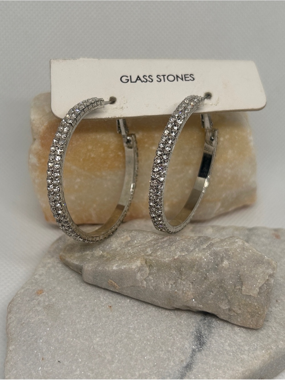 Silver Crystal Hoop Earrings